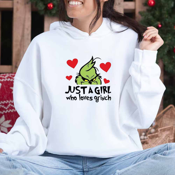 Just A Girl Who Loves Grinch Hoodie, Grinchmas Hoodie, Christmas Grinch Hoodie - Picture 1 of 4